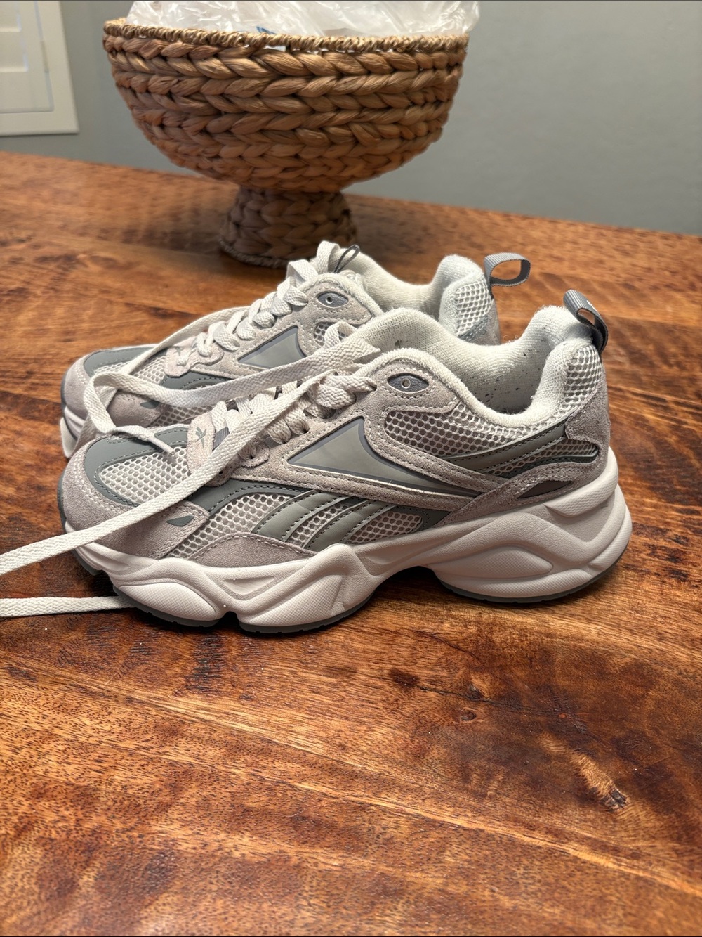 Reebok Women's Gray and White Retro Runner Sneakers